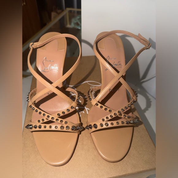 Christian Louboutin Brown Studded Sandals - Picture 4 of 5